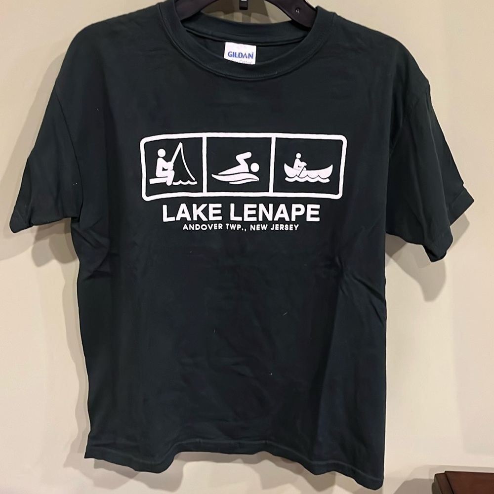Lake Lenape Hunter Green Short Sleeve Tshirt with Bold White Letters. Size M.